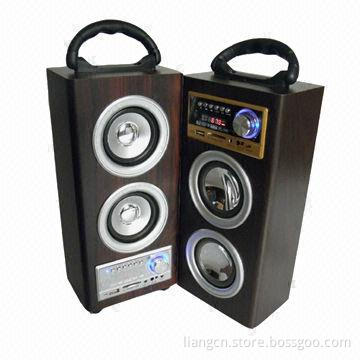 Card Reader Portable Wooden Speaker with FM Radio